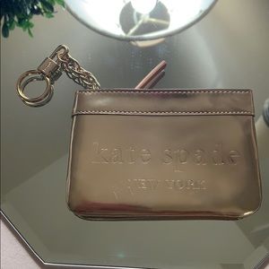 NWOT Kate Spade Gold leather Key Ring pouch.